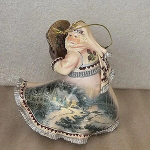 Thomas Kinkade Ashton Drake Christmas Ornament Winter Path Of Welcome Santa 2003